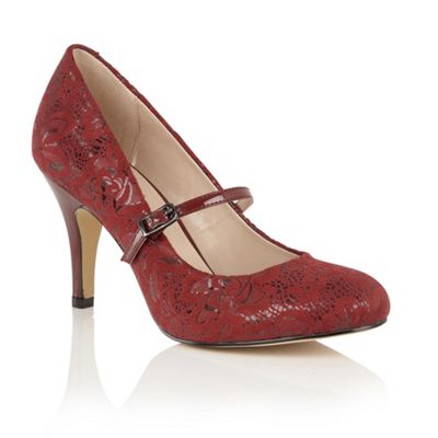 Lotus Red 'Fuzina' floral print mary jane courts